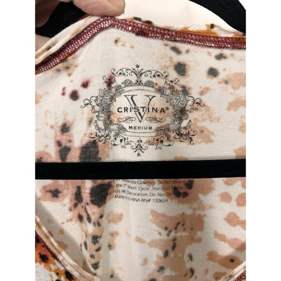 V Cristina Womens Colorful Tunic Y2K Design Beaded Long Sleeve Size Medium - Picture 8 of 9